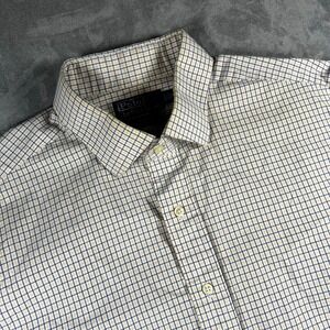 Polo Ralph Lauren Regent Classic Fit Shirt Mens 18 34/35 Blue Tan Check White
